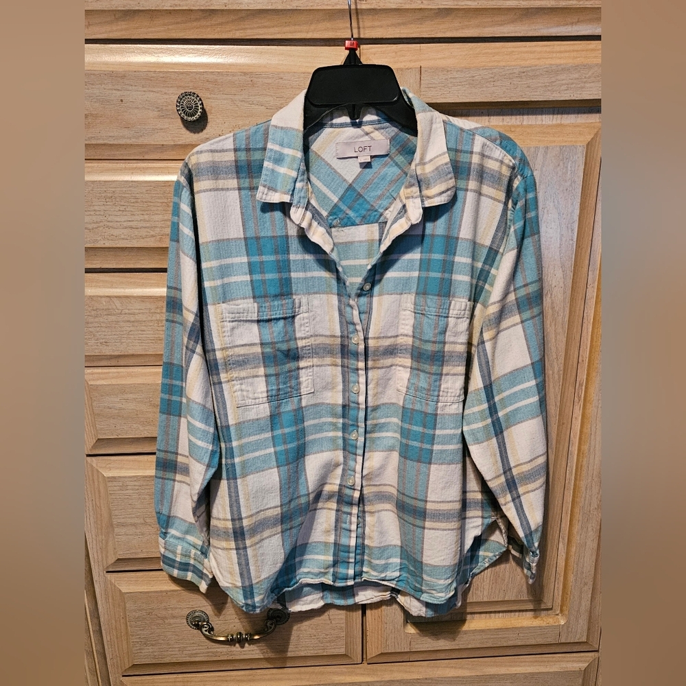 Loft Plaid Button-Up Shirt